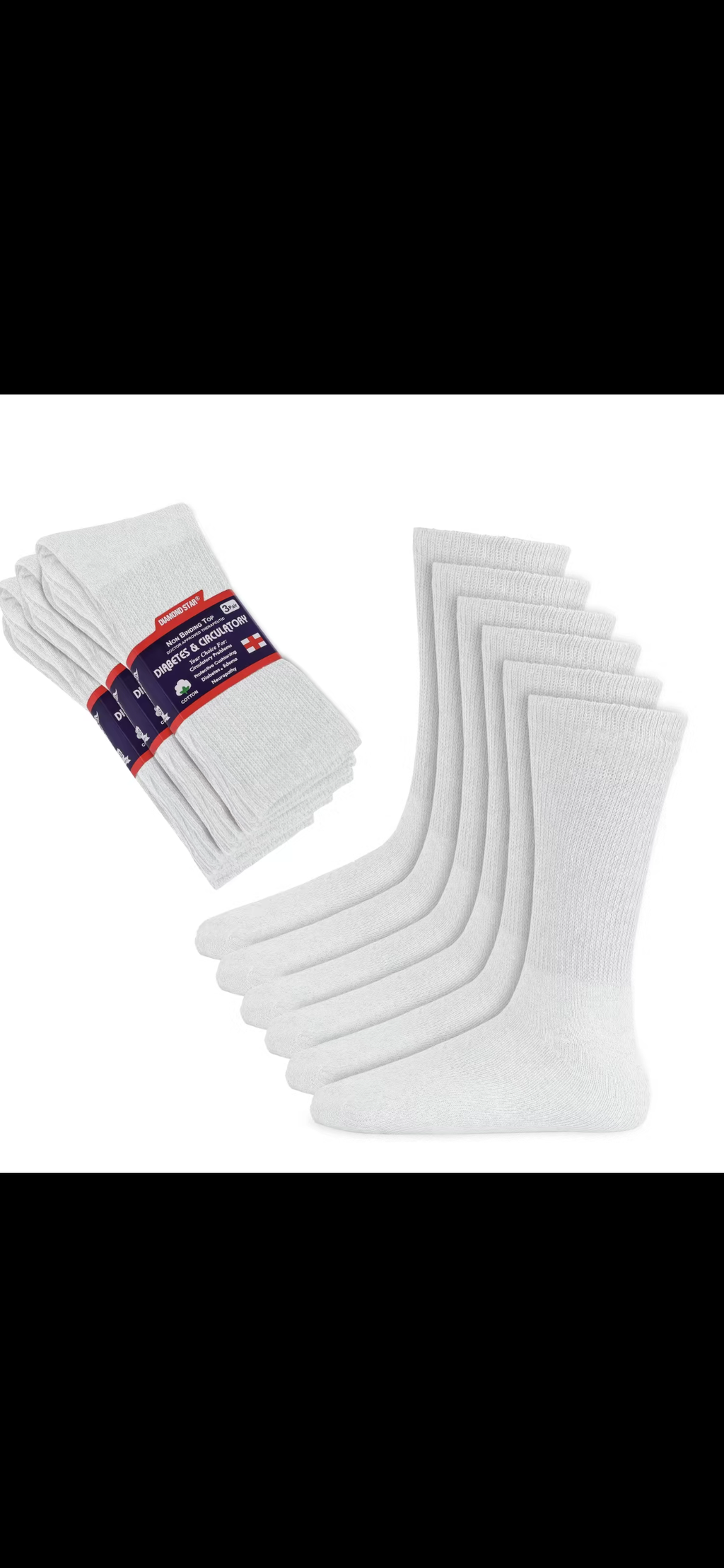 Comfort Non-Binding Diabetic Socks – 3 Pair Pack (No Tight Elastic)